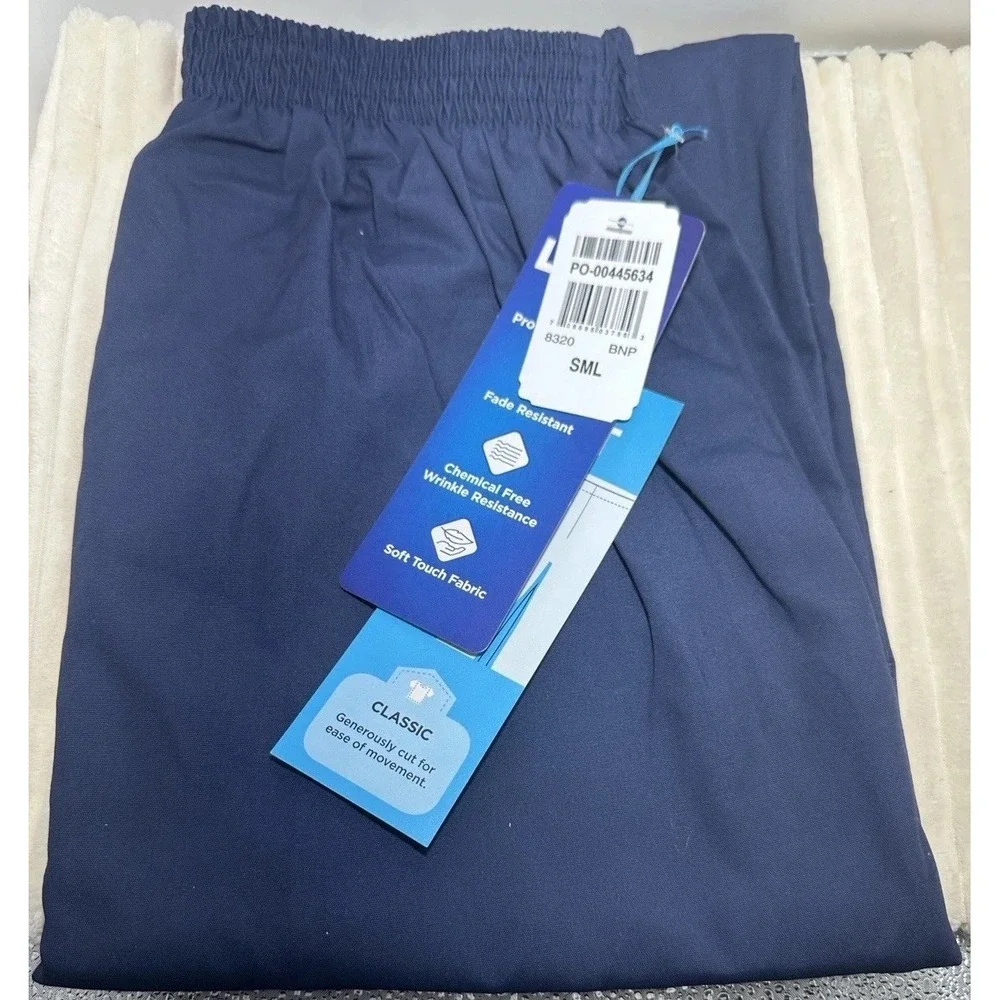 Landau Scrub Pants Women Small Blue Cargo Pockets Drawstring Medical Uniform NWT